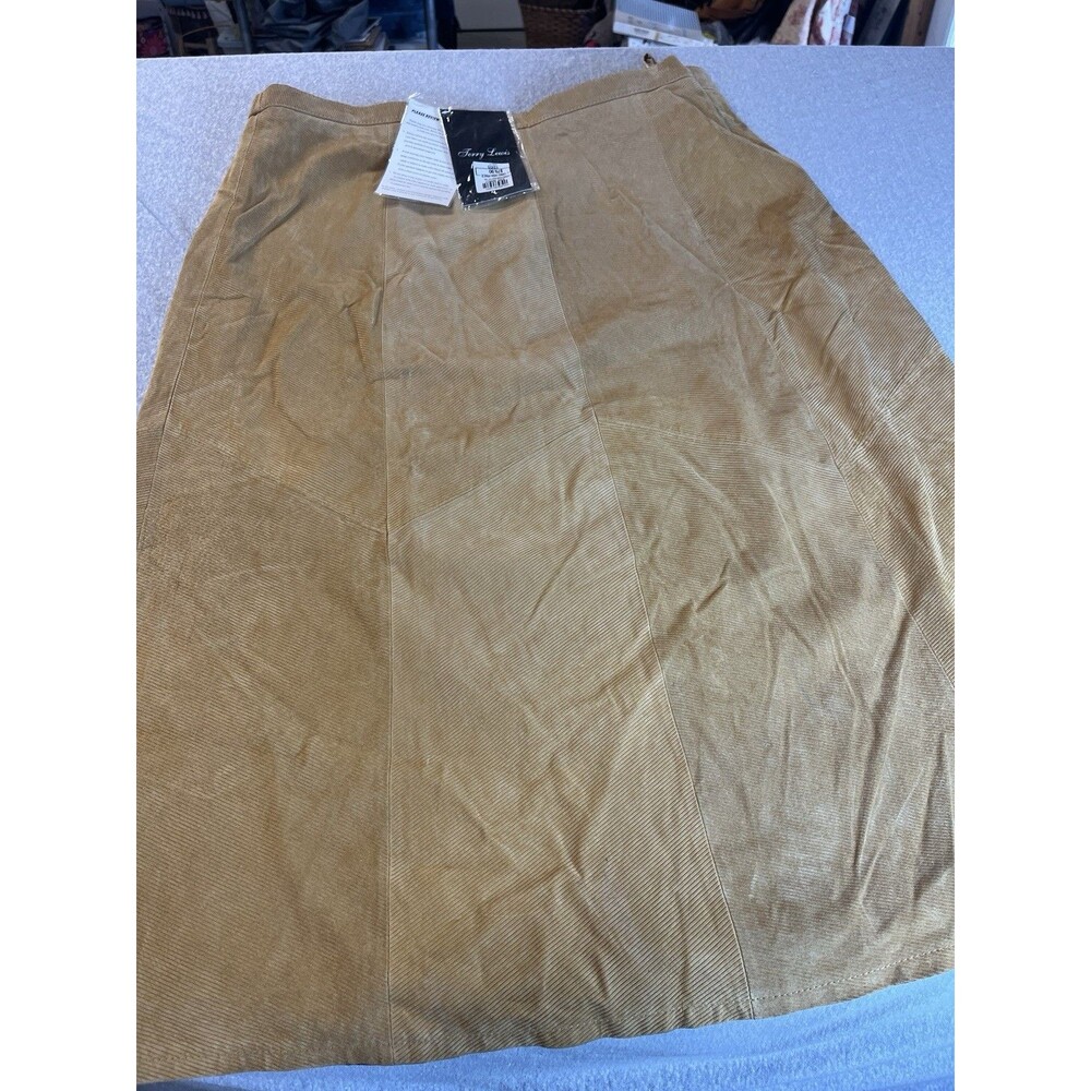 Terry Lewis Leather Skirt Women’s Plus 24 Corduroy Look Gold Boot Cut NWT Fall